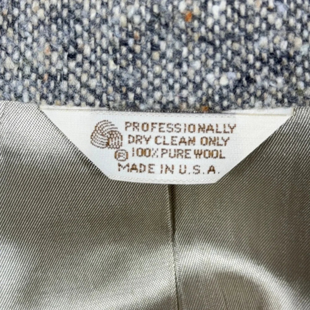 Vintage Sutter & Grant Mens Grey Tweed Wool Blazer Sport Coat Made in USA